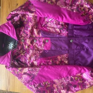 Bold Pink and Purple Ski Jacket with Quilted Insulation and Hood